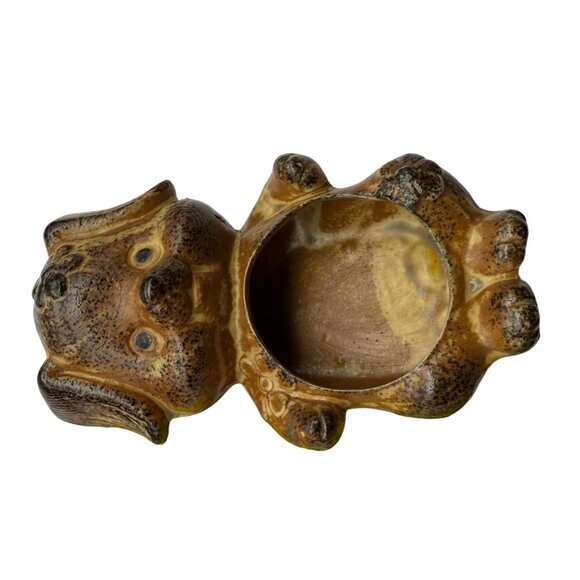 Vintage Pottery Tea Light Holder Brown Puppy Dog Figural Candle Succulent Japan - Picture 2 of 9